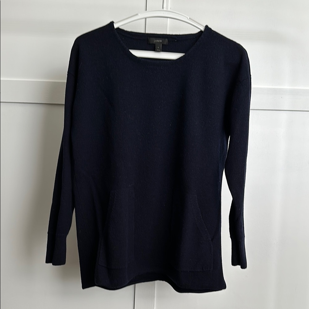 J. Crew Navy Blue Crew Neck Sweater Classic Knit